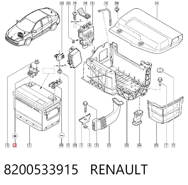 Terminal de batería 8200533915 Renault (RVI)