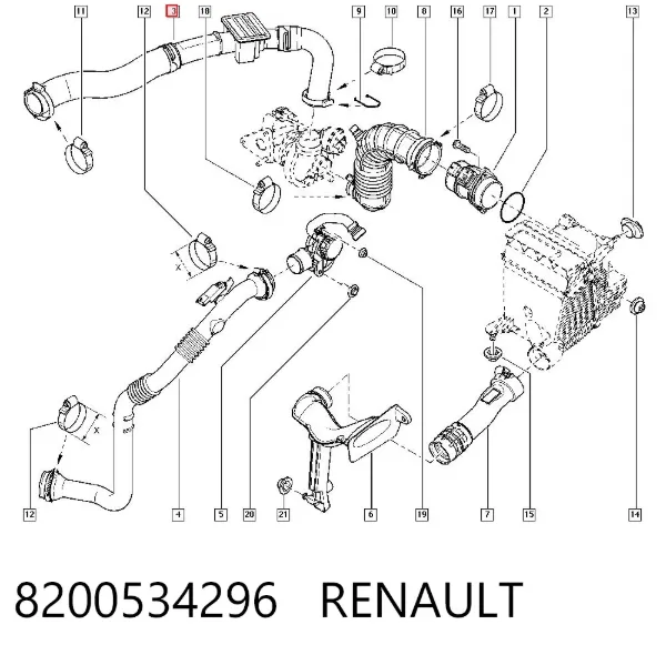 Tubo intercooler 8200534296 Renault (RVI)