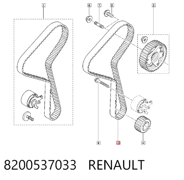 Correa distribución 8200537033 Renault (RVI)