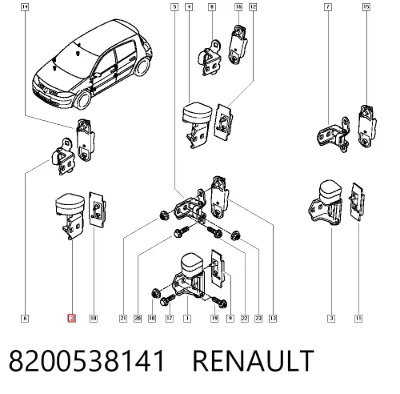Bisagra de la puerta delantera derecha RENAULT 8200538141