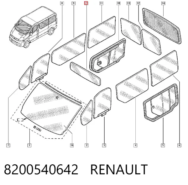 Luna trasera 8200540642 Renault (RVI)
