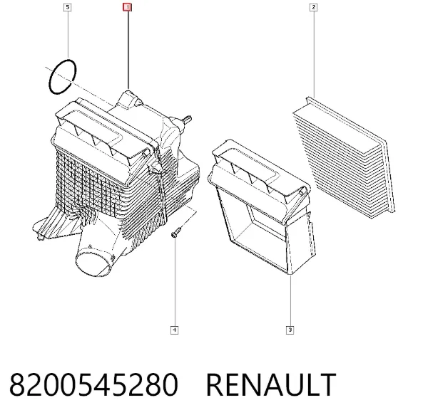 Caja del filtro de aire 8200545280 Renault (RVI)