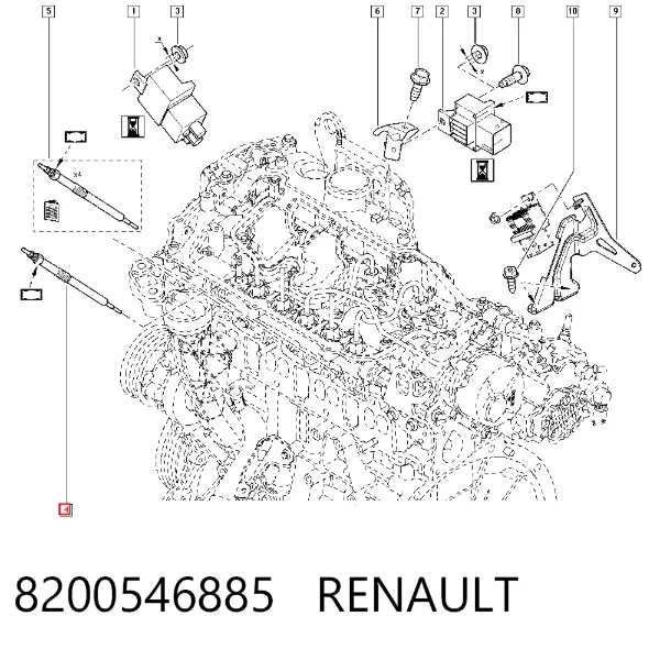 Bujía de precalentamiento 8200546885 Renault (RVI)
