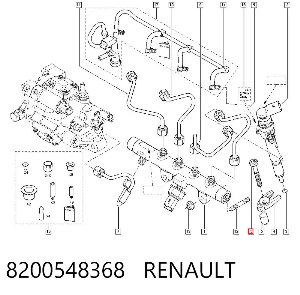 Tornillo de fijación del inyector 8200548368 Renault (RVI)