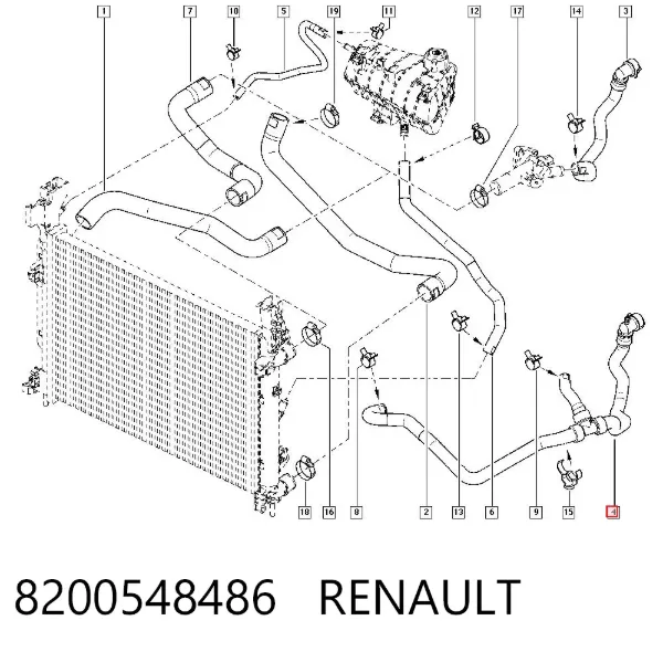 Manguera radiador 8200548486 Renault (RVI)