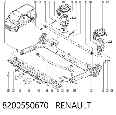 Barra de torsión trasera RENAULT 8200550670
