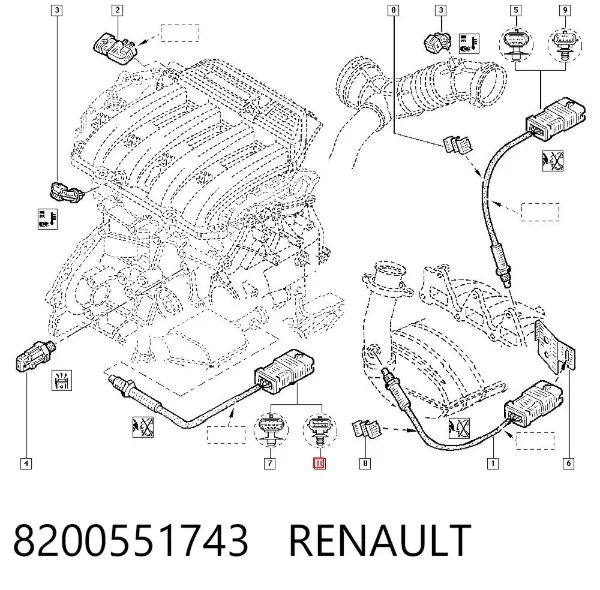 Sonda lambda de oxígeno posterior al catalizador 8200551743 Renault (RVI)