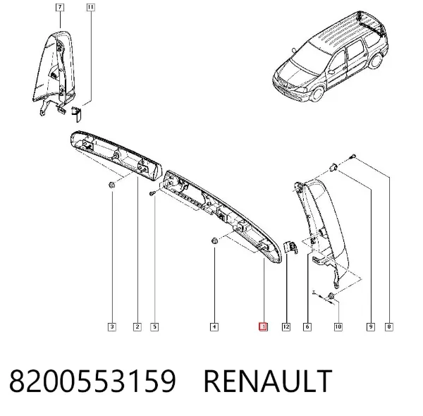 Manija exterior izquierda de puerta trasera de doble hoja 8200553159 Renault (RVI)