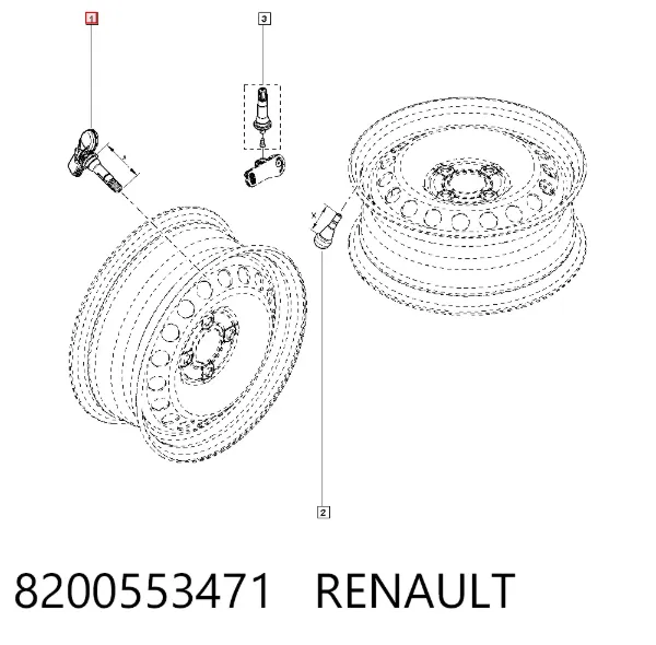 Válvula de rueda 8200553471 Renault (RVI)