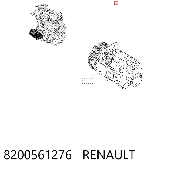 Compresor de aire acondicionado 8200561276 Renault (RVI)