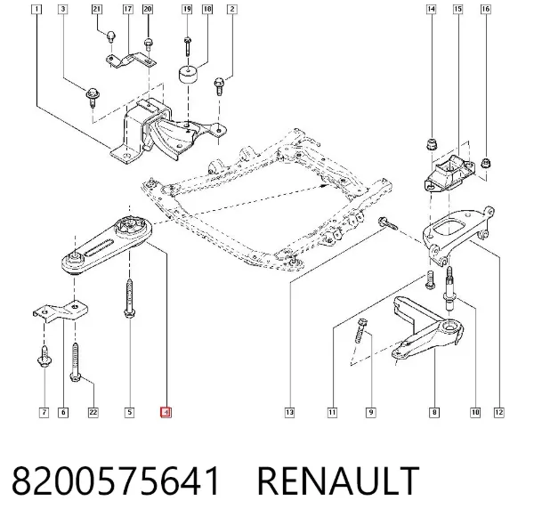 Soporte de motor trasero 8200575641 Renault (RVI)