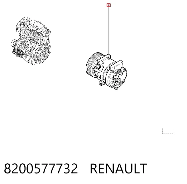 Compresor de aire acondicionado 8200577732 Renault (RVI)