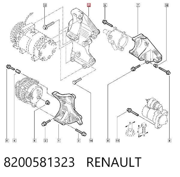 Soporte del alternador 8200581323 Renault (RVI)