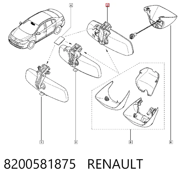 Espejo interior 8200581875 Renault (RVI)