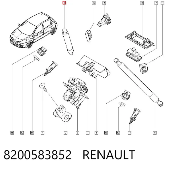 Amortiguador maletero 8200583852 Renault (RVI)