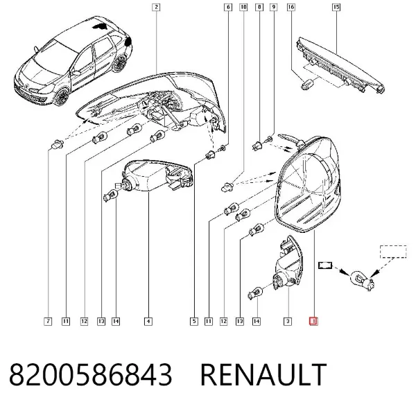 Piloto trasero izquierdo 8200586843 Renault (RVI)