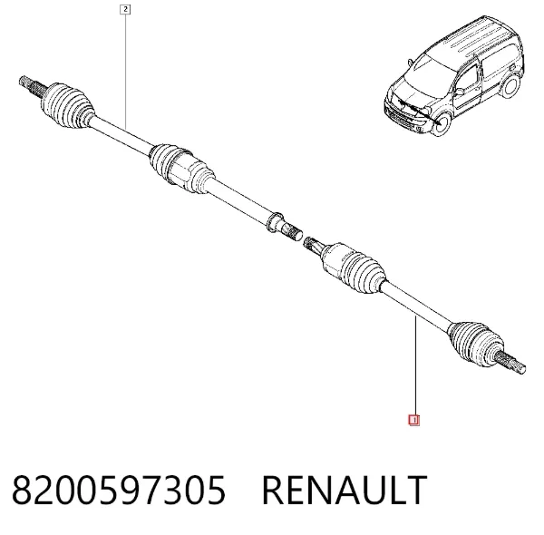 Semieje delantero izquierdo 8200597305 Renault (RVI)