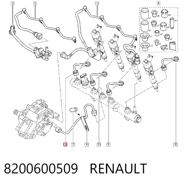 Juego de tuberías de combustible 8200600509 Renault (RVI)