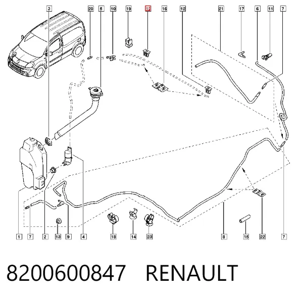 Boquilla del lavaparabrisas 8200600847 Renault (RVI)