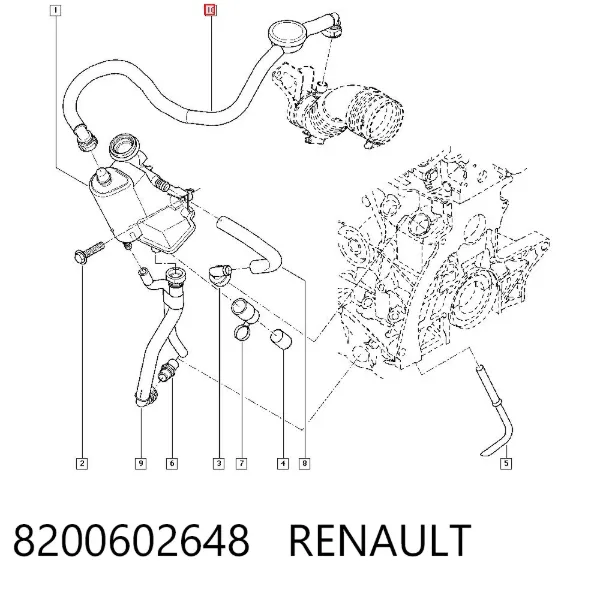 Tubo de ventilación del cárter 8200602648 Renault (RVI)