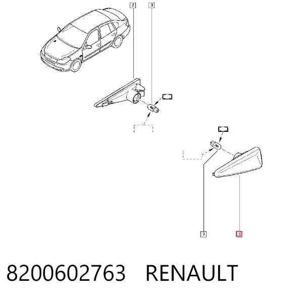 Luz intermitente de guardabarros izquierdo 8200602763 Renault (RVI)