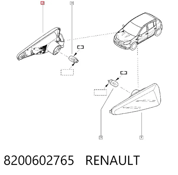 Luz intermitente de guardabarros derecho 8200602765 Renault (RVI)