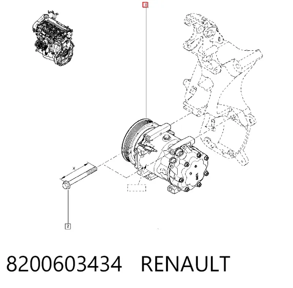 Compresor de aire acondicionado 8200603434 Renault (RVI)