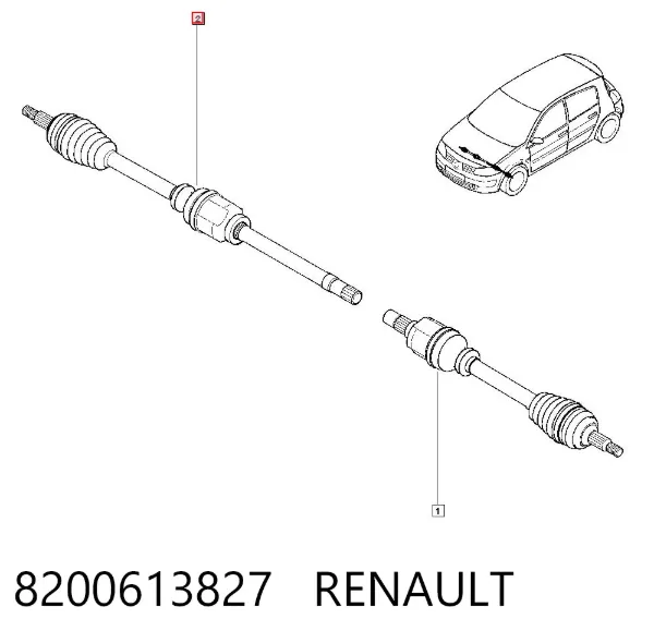 Semieje delantero derecho 8200613827 Renault (RVI)
