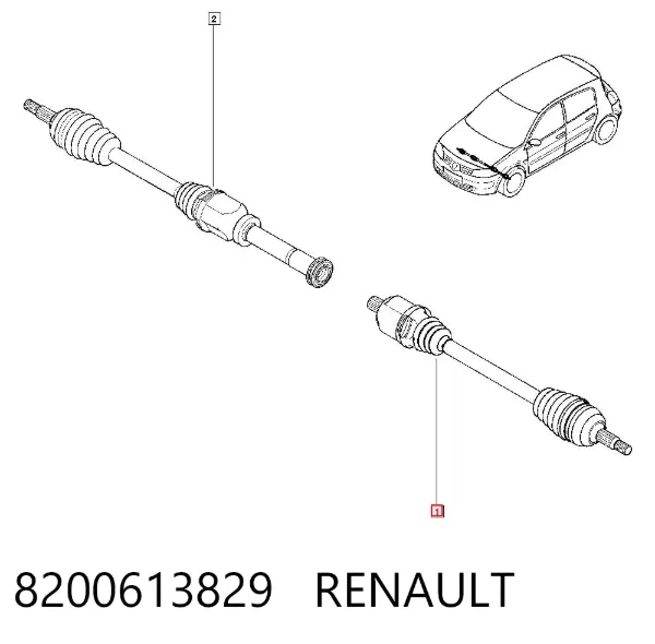 Semieje delantero izquierdo 8200613829 Renault (RVI)