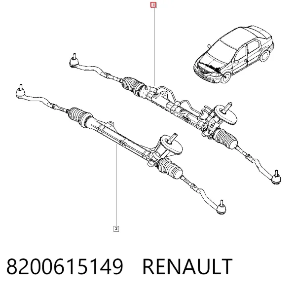 Cremallera de dirección 8200615149 Renault (RVI)