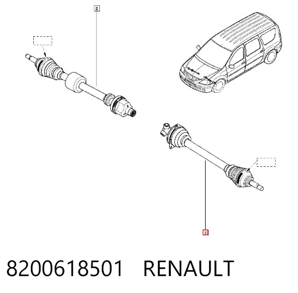 Semieje delantero izquierdo 8200618501 Renault (RVI)