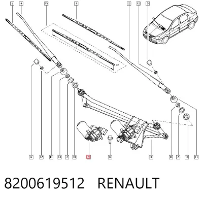 Trapezio del limpiaparabrisas RENAULT 8200619512