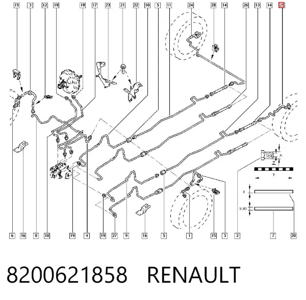 Latiguillo de freno trasero izquierdo 8200621858 Renault (RVI)