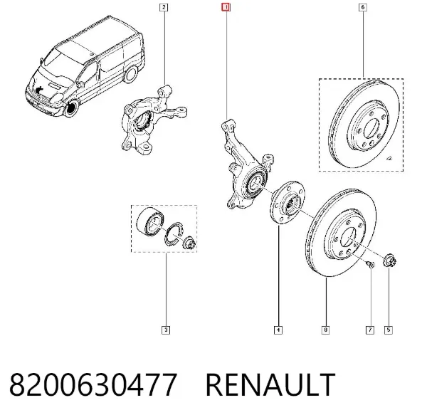 Mangueta delantera izquierda 8200630477 Renault (RVI)