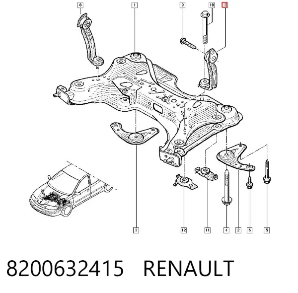 Soporte de viga delantera 8200632415 Renault (RVI)