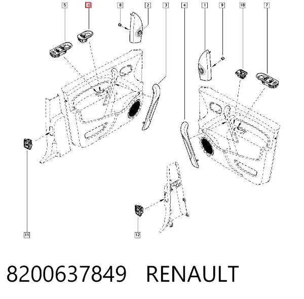 Panel de mando de elevalunas delantero izquierdo 8200637849 Renault (RVI)