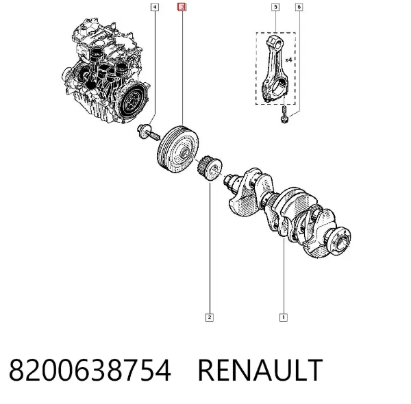 Polea de cigüeñal 8200638754 Renault (RVI)