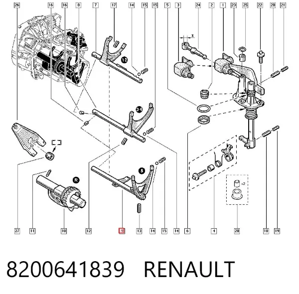 Horquilla de mando de quinta velocidad 8200641839 Renault (RVI)