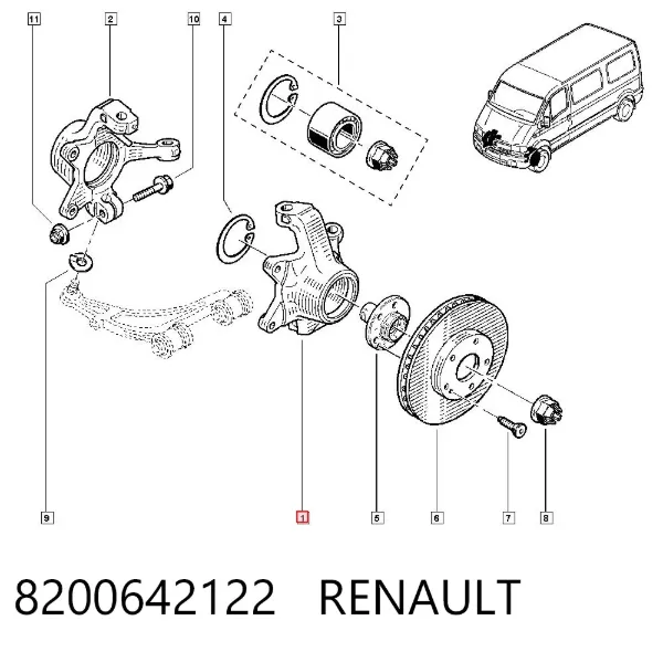 Mangueta delantera izquierda 8200642122 Renault (RVI)