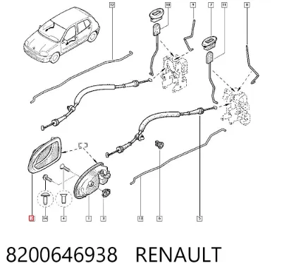 Manija interior derecha delantera/trasera de puerta RENAULT 8200646938