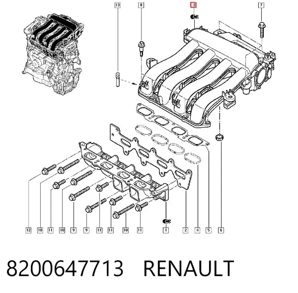 Colector de admisión 8200647713 Renault (RVI)