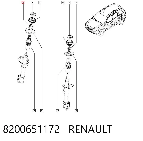 Rodamiento de soporte del amortiguador delantero 8200651172 Renault (RVI)