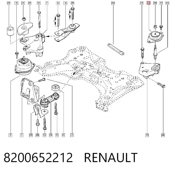 Soporte izquierdo del motor 8200652212 Renault (RVI)