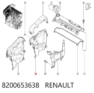 Cubierta de correa de distribución RENAULT 8200653638