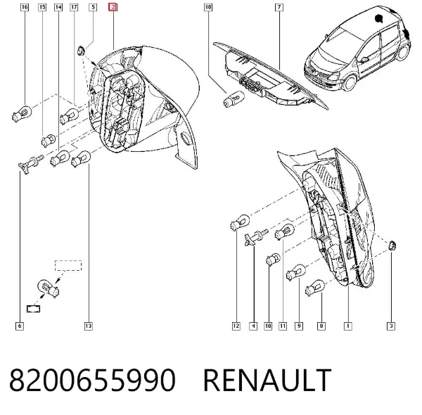 Piloto trasero derecho 8200655990 Renault (RVI)