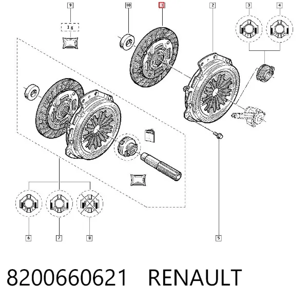 Disco de embrague 8200660621 Renault (RVI)