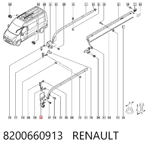 Rodillo inferior derecho de puerta corrediza 8200660913 Renault (RVI)