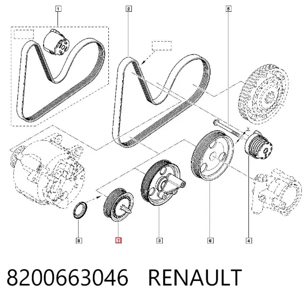Polea inversión / guía, correa poli V 8200663046 Renault (RVI)