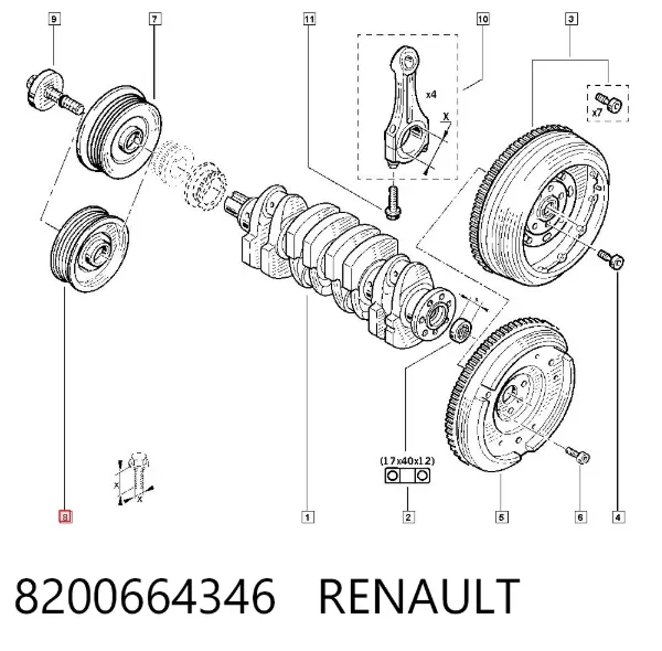 Polea de cigüeñal 8200664346 Renault (RVI)