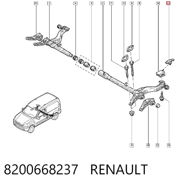 Tope del brazo inferior de suspensión trasera 8200668237 Renault (RVI)